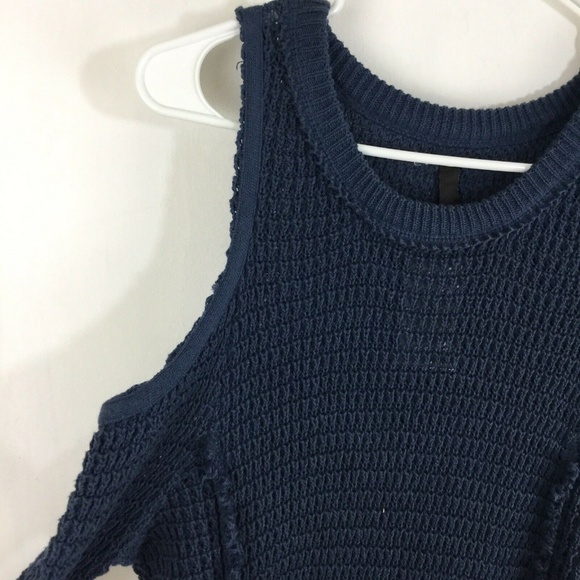 Elan Cold Shoulder Blue Sweater Dress Cotton - Picture 3 of 8